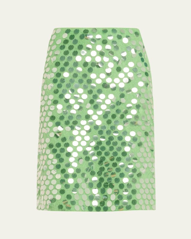 Delphine Paillettes Mohair-Wool Pencil Skirt